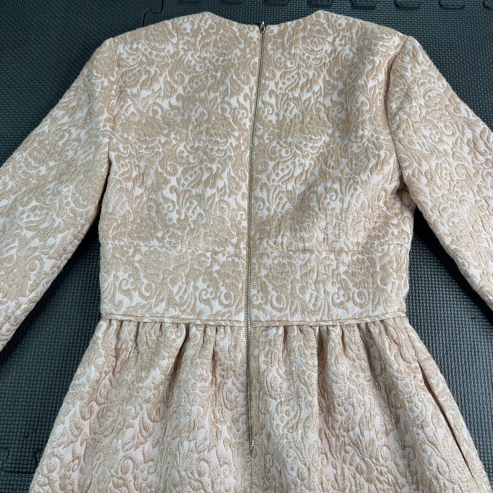 REISS‎ Rose Gold Melanie Jacquard Party Dress Sz 4 Tie Waist Cocktail Wedding - Picture 3 of 16
